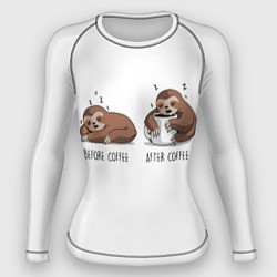 Рашгард женский Ленивец Coffee, цвет: 3D-принт