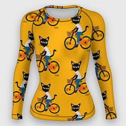 Рашгард женский Котики на велосипедах, цвет: 3D-принт