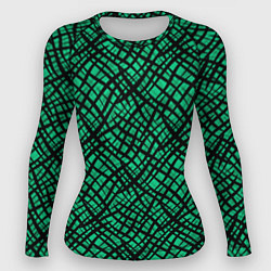 Рашгард женский Абстрактный зелено-черный узор, цвет: 3D-принт