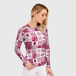 Рашгард женский Новогодний рождественский узор, цвет: 3D-принт — фото 2