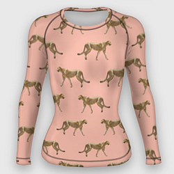 Рашгард женский Гепарды на розовом, цвет: 3D-принт
