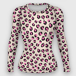 Рашгард женский Леопардовый принт розовый, цвет: 3D-принт