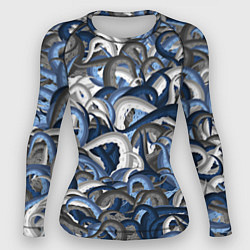 Рашгард женский Синий камуфляж с щупальцами, цвет: 3D-принт