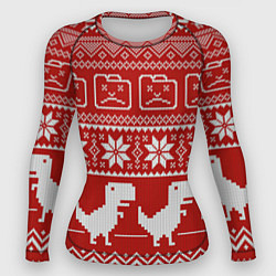 Рашгард женский Новогодний гугл, цвет: 3D-принт