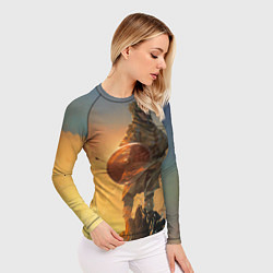 Рашгард женский Винланд стоит на скале сага, цвет: 3D-принт — фото 2