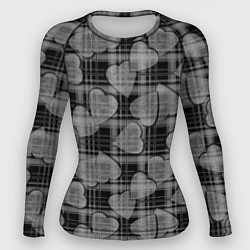 Рашгард женский Черно-серый клетчатый узор, цвет: 3D-принт