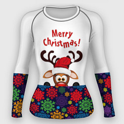 Рашгард женский Merry Christmas оленёнок, цвет: 3D-принт
