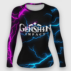 Женский рашгард GENSHIN IMPACT NEON FLASH НЕОНОВЫЕ РАЗРЯДЫ МОЛНИЙ