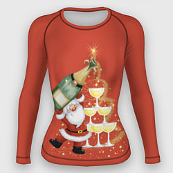 Рашгард женский Дед Мороз и шампанское, цвет: 3D-принт