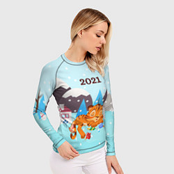 Рашгард женский Спящий тигренок в ожидании нового года, цвет: 3D-принт — фото 2