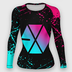 Женский рашгард EXO BAND NEON LOGO НЕОНОВЫЕ БРЫЗГИ КРАСОК