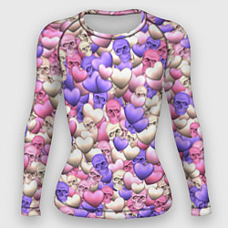 Рашгард женский Сердечки-черепушки, цвет: 3D-принт