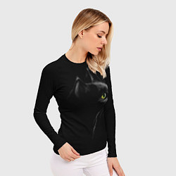 Рашгард женский Черный кот на черном фоне, цвет: 3D-принт — фото 2