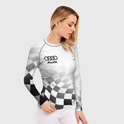 Рашгард женский Audi Quattro, Ауди Кватро, Финишный флаг, цвет: 3D-принт — фото 2