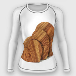 Рашгард женский Сердечки из дерева, цвет: 3D-принт