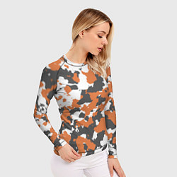 Рашгард женский Orange Camo, цвет: 3D-принт — фото 2