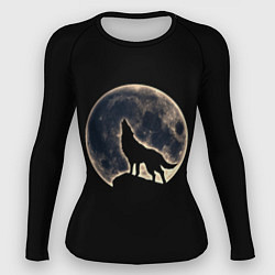 Рашгард женский Силуэт волка под луной, цвет: 3D-принт