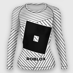 Рашгард женский Символ Roblox на светлом фоне с полосами, цвет: 3D-принт