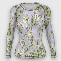 Рашгард женский Цветы Лилии и Морозники, цвет: 3D-принт