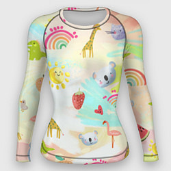 Рашгард женский Красочные животные, цвет: 3D-принт