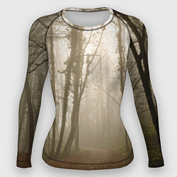 Рашгард женский Туманный лес на восходе, цвет: 3D-принт