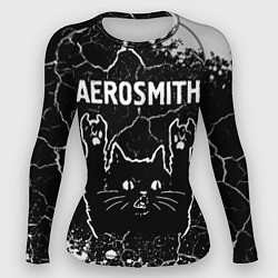Рашгард женский Группа Aerosmith и Рок Кот, цвет: 3D-принт