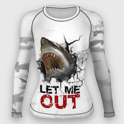 Рашгард женский Акула Let me out - пасть акулы, цвет: 3D-принт