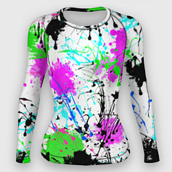 Рашгард женский Неоновые разноцветные пятна и брызги красок, цвет: 3D-принт