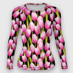 Рашгард женский Цветы Розовые Тюльпаны, цвет: 3D-принт