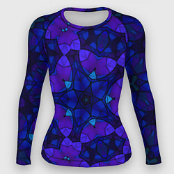 Рашгард женский Калейдоскоп -геометрический сине-фиолетовый узор, цвет: 3D-принт