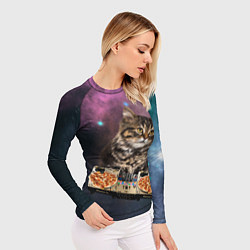 Рашгард женский Космический котёнок диджей Space DJ Cat, цвет: 3D-принт — фото 2
