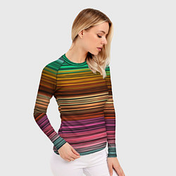 Рашгард женский Multicolored thin stripes Разноцветные полосы, цвет: 3D-принт — фото 2