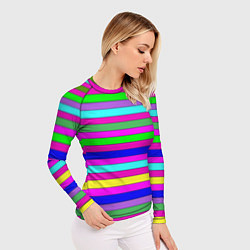 Рашгард женский Multicolored neon bright stripes, цвет: 3D-принт — фото 2