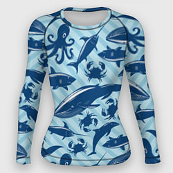Рашгард женский Жители океанских глубин, цвет: 3D-принт