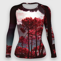 Рашгард женский Абстрактные красные деревья и облака, цвет: 3D-принт