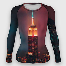 Рашгард женский Неоновая ночная башня в городе, цвет: 3D-принт