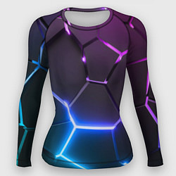 Женский рашгард Фиолетовый градиент - неоновые геометрические плит