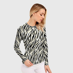 Рашгард женский Тигровый полосатый узор-черные, бежевые полосы на, цвет: 3D-принт — фото 2