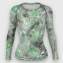 Женский рашгард Зеленые цветы на сером мраморном фоне