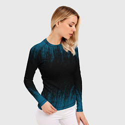 Рашгард женский Синие штрихи на черном, цвет: 3D-принт — фото 2