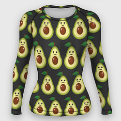 Рашгард женский Авокадо Паттерн - Черная версия, цвет: 3D-принт