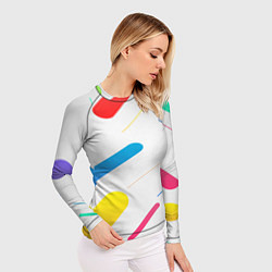 Рашгард женский Разноцветные круги и полосы, цвет: 3D-принт — фото 2