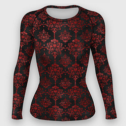 Рашгард женский Красные классические узоры на черном фоне, цвет: 3D-принт