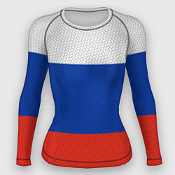 Рашгард женский Триколор - флаг России плетёный, цвет: 3D-принт
