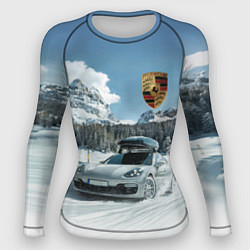 Женский рашгард Porsche on a mountain winter road