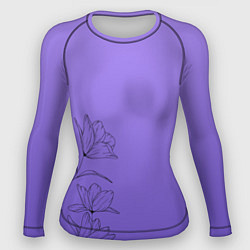 Рашгард женский Красивый фиолетовый градиент с цветами, цвет: 3D-принт