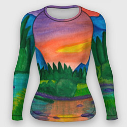 Рашгард женский Закат на реке, цвет: 3D-принт