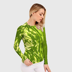Рашгард женский Зеленый абстрактный камуфляж, цвет: 3D-принт — фото 2
