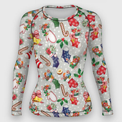 Рашгард женский Christmas Pattern, цвет: 3D-принт