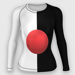 Женский рашгард Красный шар на черно-белом фоне с объемным эффекто